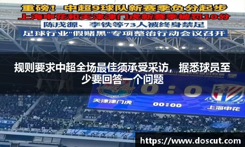 规则要求中超全场最佳须承受采访，据悉球员至少要回答一个问题